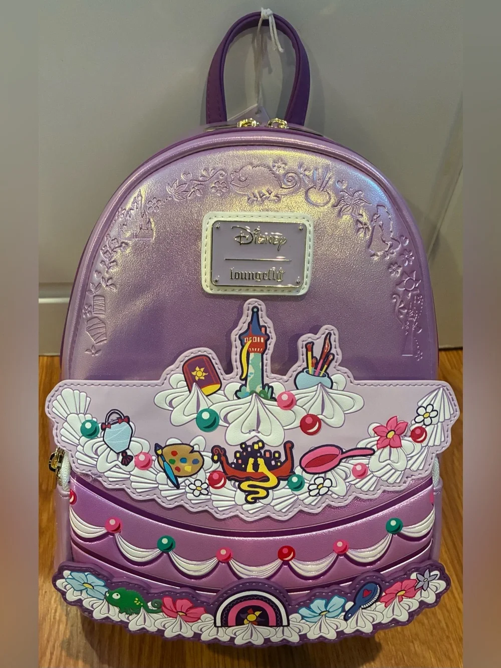 New Loungefly Tangled Cake Box Lunch Exclusive Embellished Mini Backpack